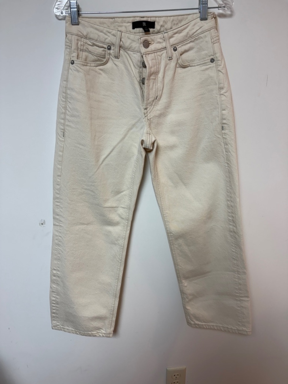 Banana Republic Women's Cream Cropped Straight Jeans